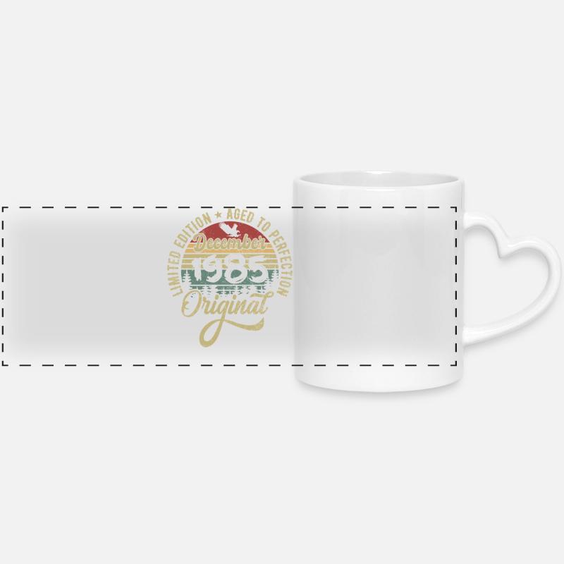 Décembre 1985 - Légende depuis décembre 1985 - Mug panoramique avec anse en forme de cœur - blanc