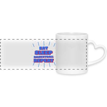 Eat, Sleep, Basketball, Repeat Blue/Red Design - Panoramic mug with heart handle - white - Front