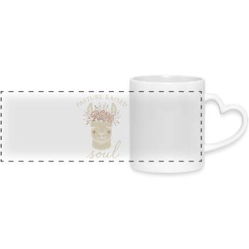 Cottagecore Llama Aesthetic Cute Farm Animal - Panoramic mug with heart handle - white - Front