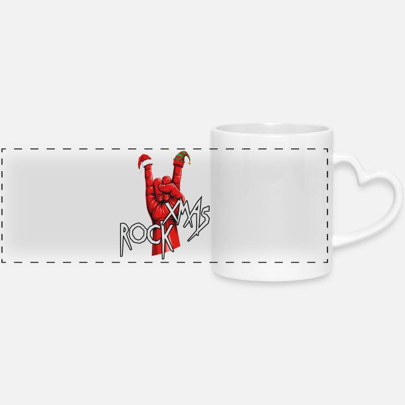 Xmas Rock Hand - Panoramic mug with heart handle - white