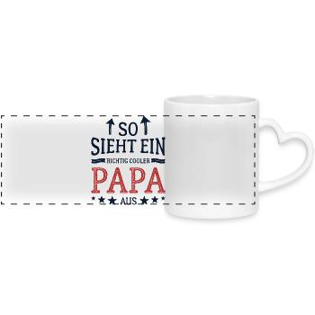So sieht ein cooler Papa aus Bester Vater - Panoramatasse mit Herzhenkel - Weiß - Vorne