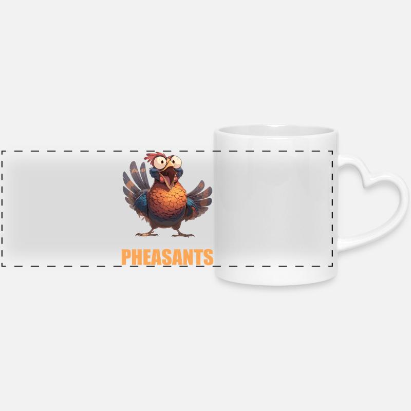 Pheasants Pheasant - Panoramic mug with heart handle - white