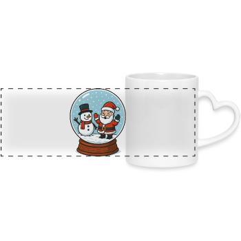 La magie de la boule à neige : le Père Noël et le bonhomme de neige - Mug panoramique avec anse en forme de cœur - blanc - Devant
