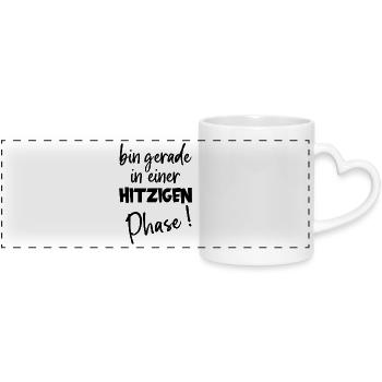 Hitzige Phase Hitzewallung Humor zu Wechseljahren - Panoramatasse mit Herzhenkel - Weiß - Vorne