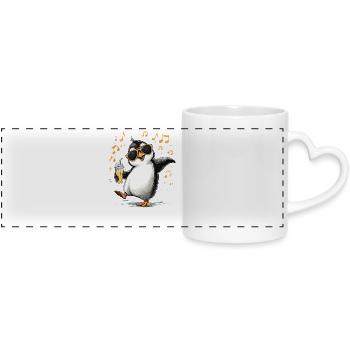 Summer penguin with sunglasses - Panoramic mug with heart handle - white - Front