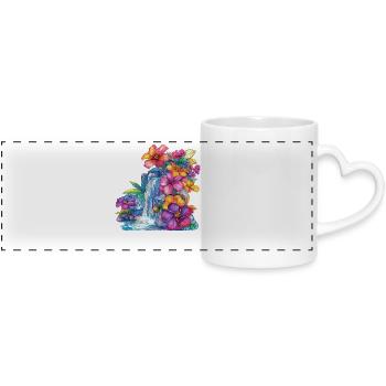 Flower cascade at the waterfall - Panoramic mug with heart handle - white - Front