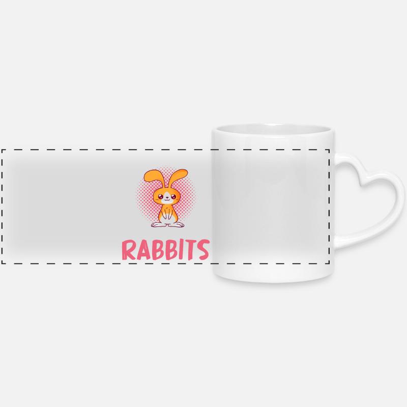 Only one girl loves rabbits - Panoramic mug with heart handle - white