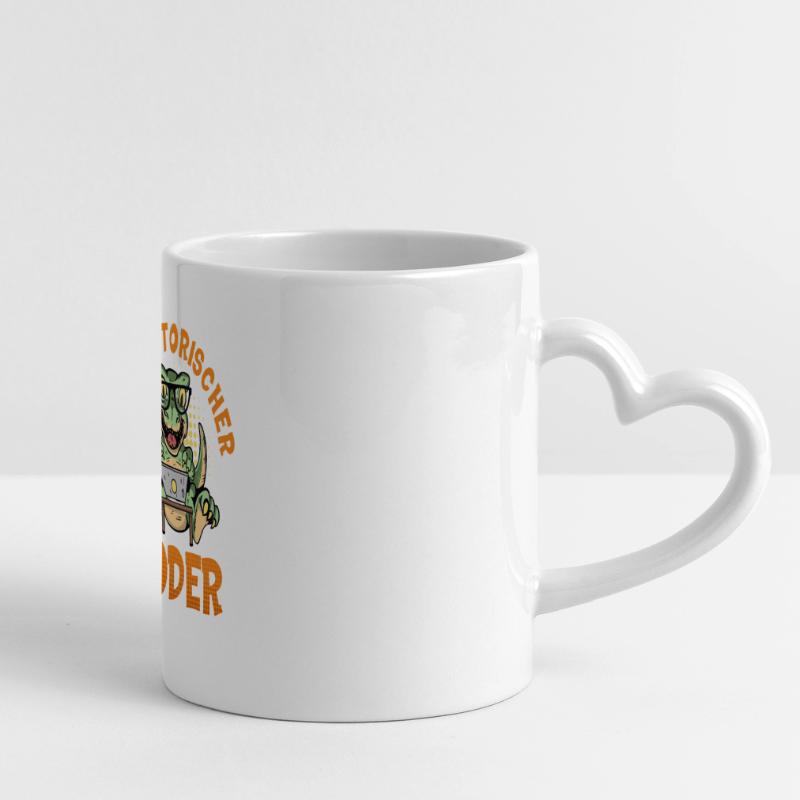 Programmation PRÉHISTORIQUE : Divertissement du CODER Mug panoramique avec anse en forme de cœur
