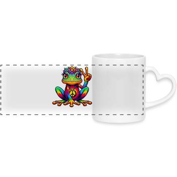 Hippie Frog 70s 1970s 60s Party - Panoramic mug with heart handle - white - Front