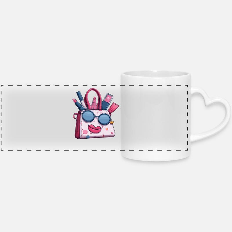 Cosmetic Bag with Sunglasses Charm - Panoramic mug with heart handle - white