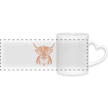 Bovins écossais des Highlands - Mug panoramique avec anse en forme de cœur - blanc - Devant