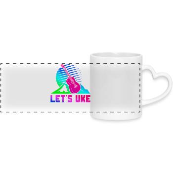 Hawaiian Ukulele Uke Retro 80s 90s - Panoramic mug with heart handle - white - Front