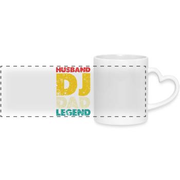 Husband DJ Dad Legende - Panoramatasse mit Herzhenkel - Weiß - Vorne