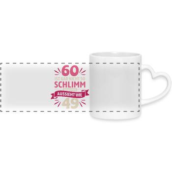 60 is not so bad - saying - Panoramic mug with heart handle - white - Front
