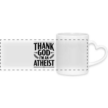 Gott sei Dank bin ich Atheist - Panoramatasse mit Herzhenkel - Weiß - Vorne