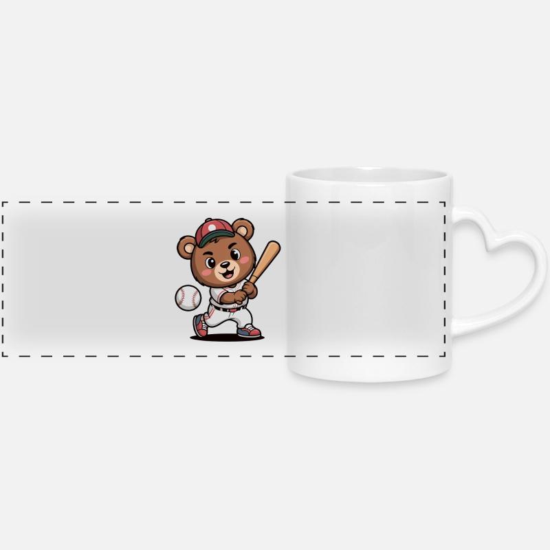 Bear Batter Baseball Hero - Panoramic mug with heart handle - white