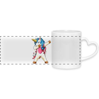 Dabbing Americorn Patriotic American Flag Unicorn - Panoramic mug with heart handle - white - Front