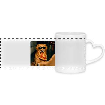 Mème drôle de chien Golden Retriever mangeant de la pizza - Mug panoramique avec anse en forme de cœur - blanc - Devant