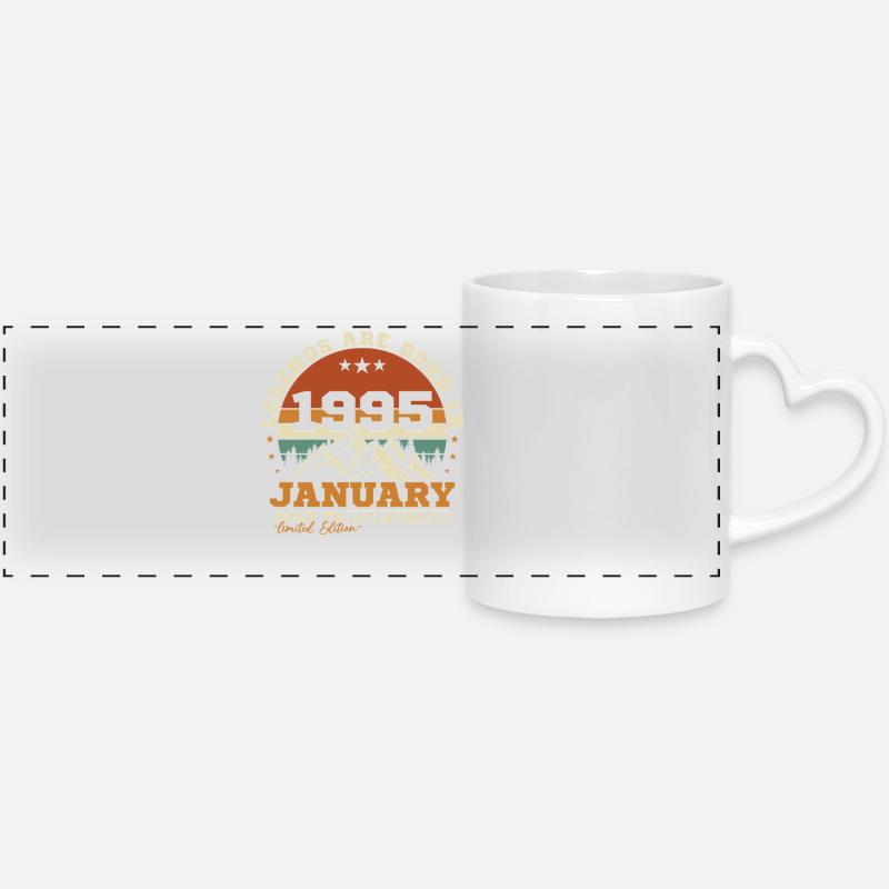 January 1995 Vintage Retro Birthday Gift - Panoramic mug with heart handle - white