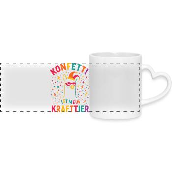 Confettis de carnaval en alpaga avec bonnet de fou - Mug panoramique avec anse en forme de cœur - blanc - Devant