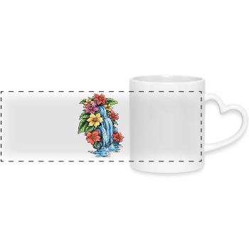 Tropical Waterfall Hibiscus - Panoramic mug with heart handle - white - Front