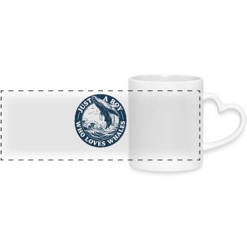 Boy Loves Whales Emblem - Panoramic mug with heart handle - white - Front