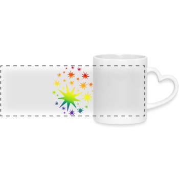 Colorful Stars Rainbow Gradient - Panoramic mug with heart handle - white - Front