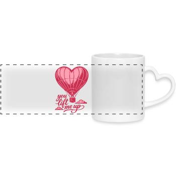 You Lift Me Up | Ballon Heart - Valentine's Day - Panoramatasse mit Herzhenkel - Weiß - Vorne