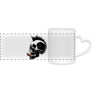 Skull Mohawk Punk Rocker Totenkopf - Panoramic mug with heart handle - white - Front