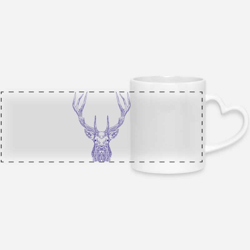 Tech Deer – Geometric Deer in Blue - Panoramic mug with heart handle - white