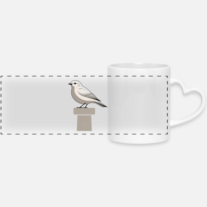 Seagull on Block – Minimalist Illustration - Panoramic mug with heart handle - white