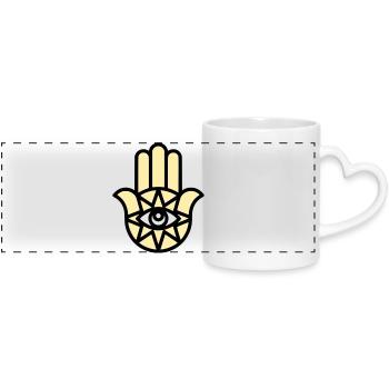 Hamsa Hand der Fatima - Panoramatasse mit Herzhenkel - Weiß - Vorne