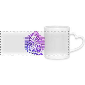 Funny mountain bike motif - Panoramic mug with heart handle - white - Front