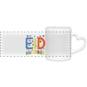 Ici pour dire Eid Mubarak Ramadan musulman islamique - Mug panoramique avec anse en forme de cœur - blanc - Devant