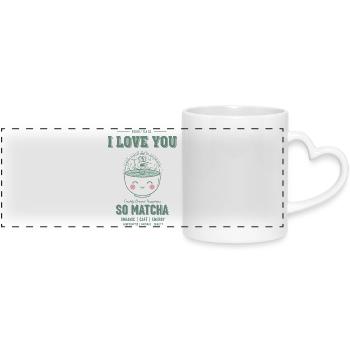 I Love You So Matcha Green Tea Matcha Latte - Panoramic mug with heart handle - white - Front