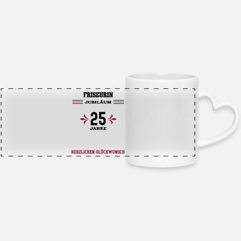 25e anniversaire de coiffeur 25e anniversaire de l’entreprise - Mug panoramique avec anse en forme de cœur - blanc