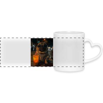 Mops mit Eisdrink - Panoramic mug with heart handle - white - Front