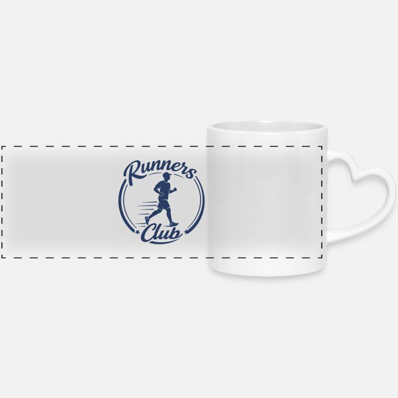 Runners Club Running Logo - Panoramic mug with heart handle - white