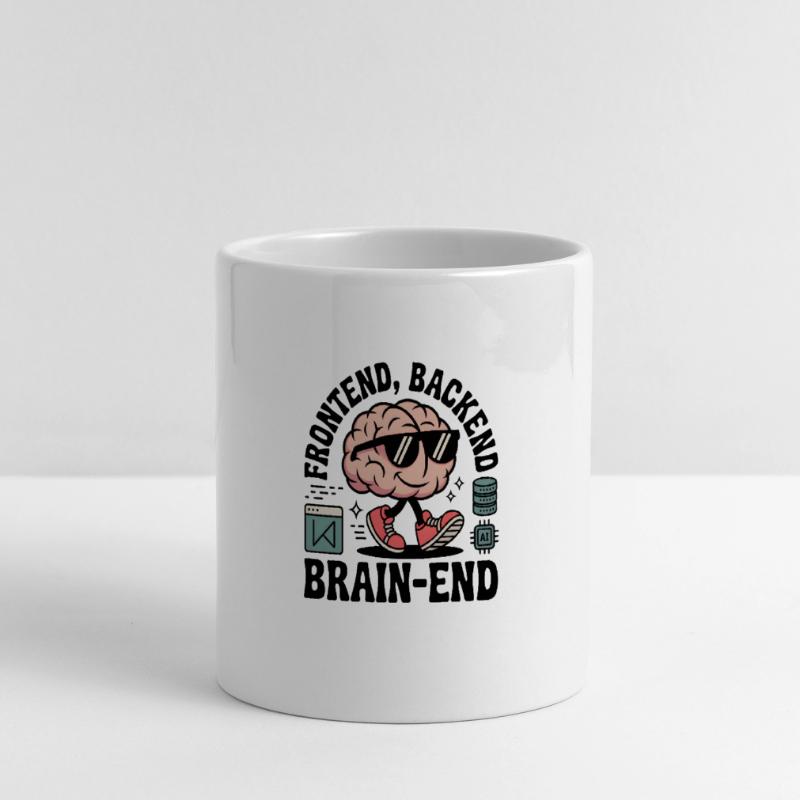 Frontend, Backend, Brain-End | Developer Panoramic mug with heart handle
