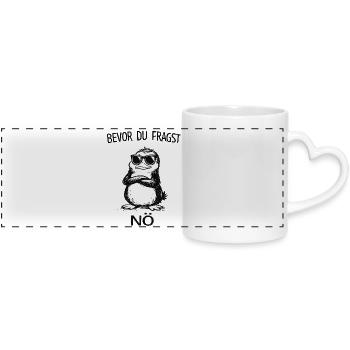 Avant que tu ne demandes, No Penguin - Mug panoramique avec anse en forme de cœur - blanc - Devant