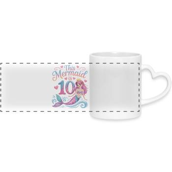Mermaid 10th Birthday 10 Years - Panoramic mug with heart handle - white - Front