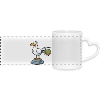Norddeutscher Humor Spruch Möwe OHA. - Panoramatasse mit Herzhenkel - Weiß - Vorne