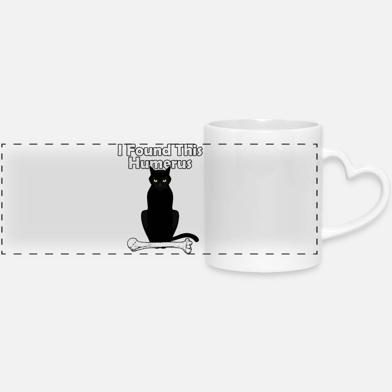 I Found This Humerus Cat - Panoramic mug with heart handle - white
