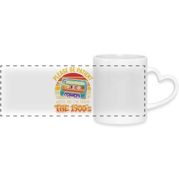 Cassette Nostalgia 1900s - Panoramic mug with heart handle - white - Front