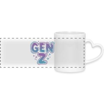 Gen Z Gradient Font Design - Panoramic mug with heart handle - white - Front