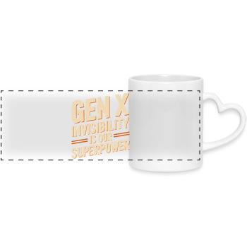 Génération X – L’invisibilité est notre super-pouvoir - Mug panoramique avec anse en forme de cœur - blanc - Devant