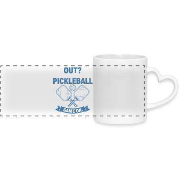 Pickleball-lustiger Spieler raus, hat das Spiel nie gehört - Panoramatasse mit Herzhenkel - Weiß - Vorne