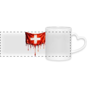 Drapeau suisse dégoulinant - Mug panoramique avec anse en forme de cœur - blanc - Devant