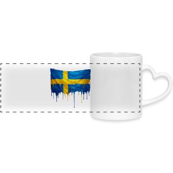 Sweden Flag Drop Art - Panoramic mug with heart handle - white - Front