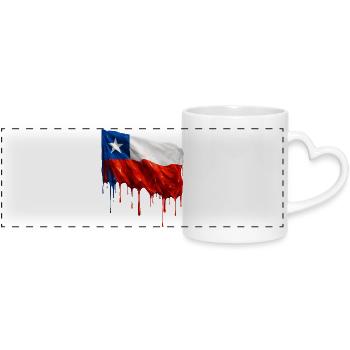 Chile Flag Dripping Solid - Panoramic mug with heart handle - white - Front
